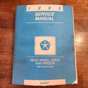 Chrysler Service Manual 1988 Rear Wheel Drive Ram Van/Wagon Shop Used Garage